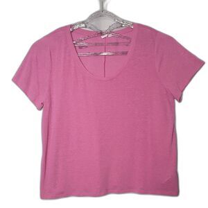 THE GAP Pink Scoopneck Linen Blend Short Sleeve T Shirt Womens Plus Size XXL
